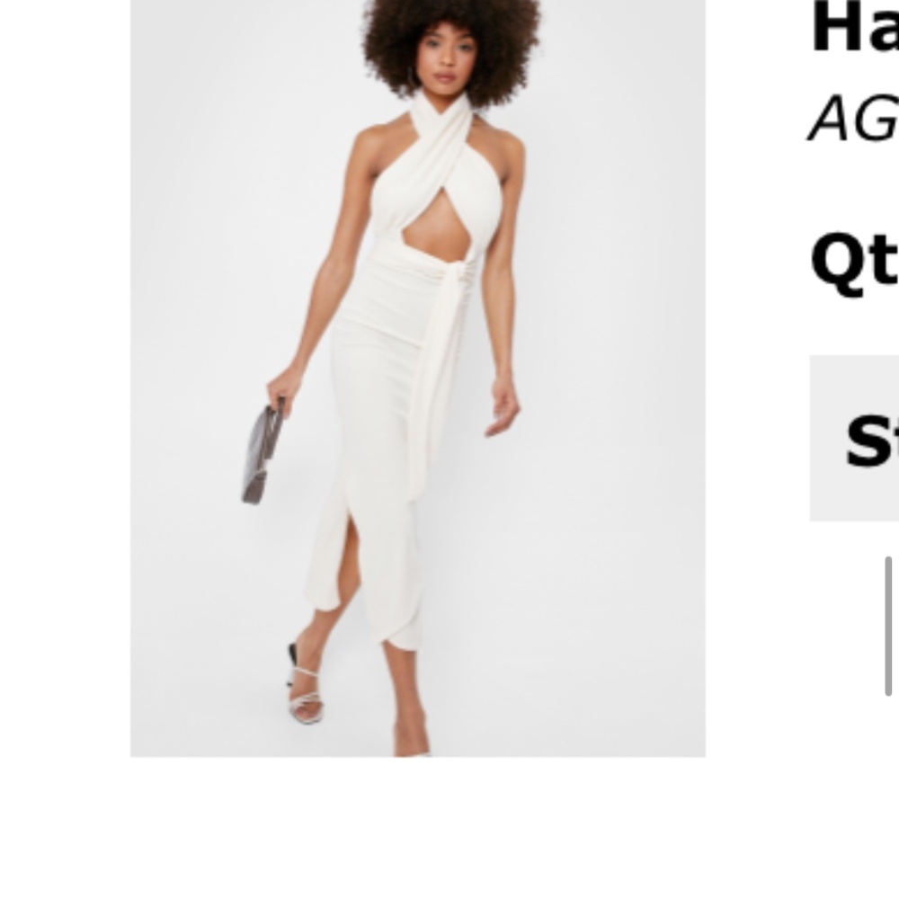 Halter Open Back Split Hem Midi Dress